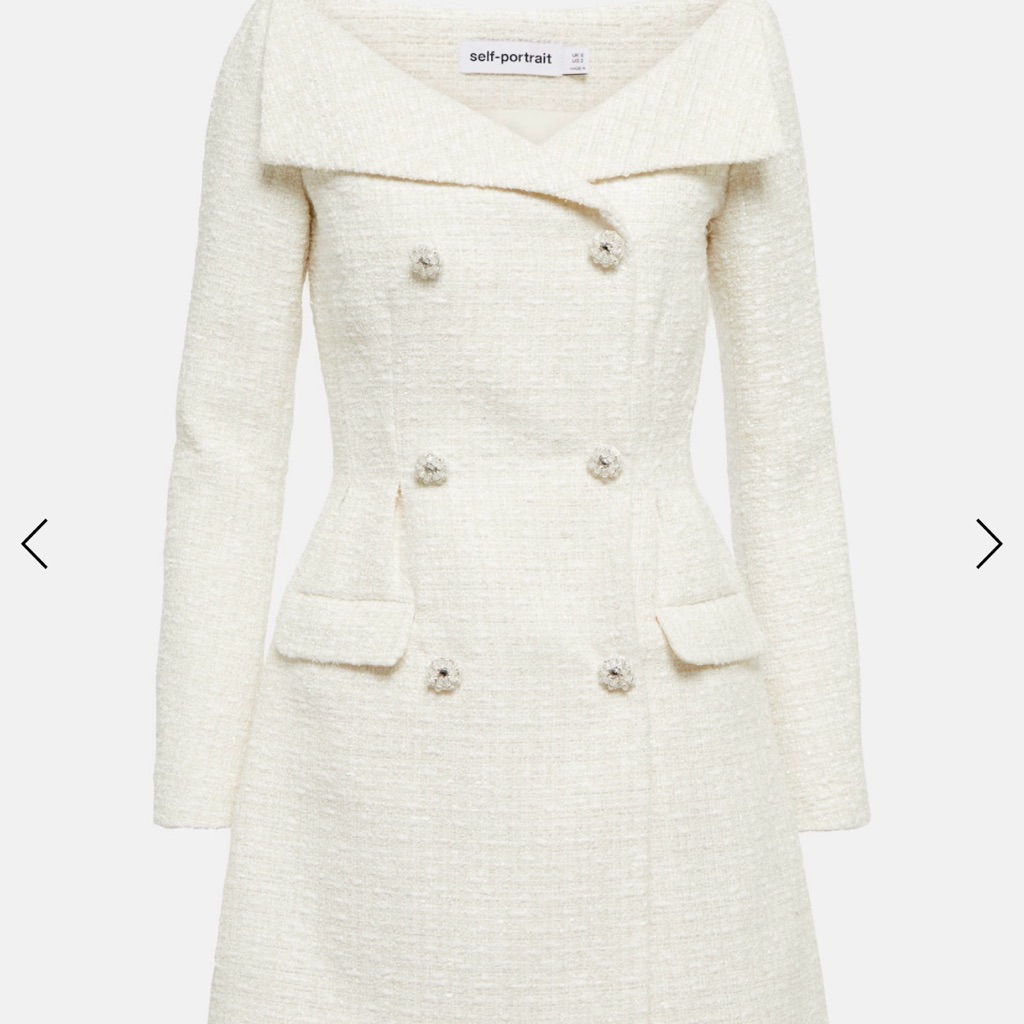 Self-Portrait Cream Double-Breasted Coat